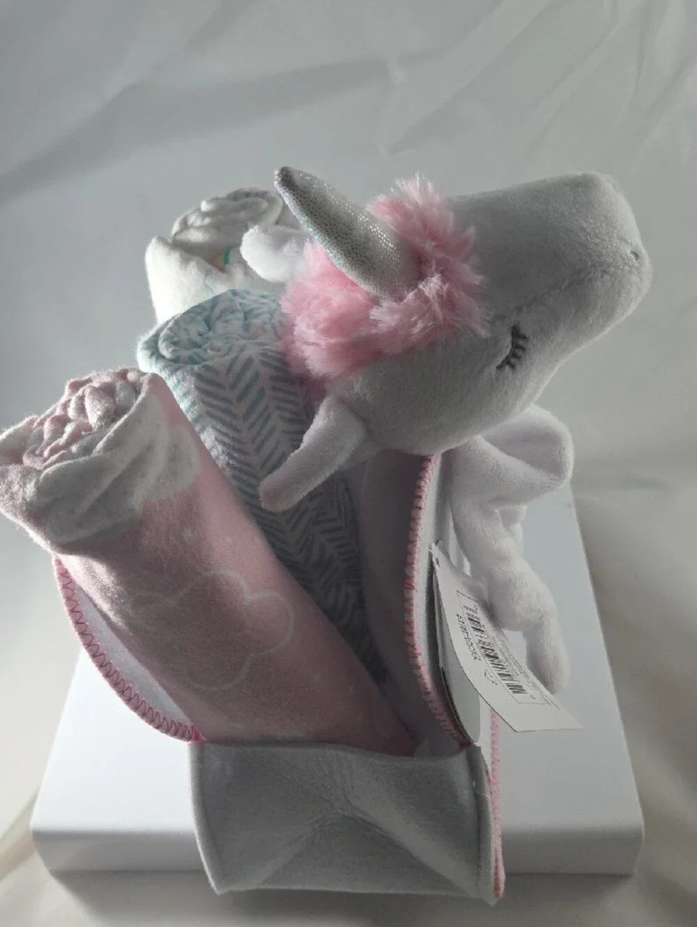 Welcome Little One: Plush Unicorn Security Blanket, 3 Receiving Blankets.